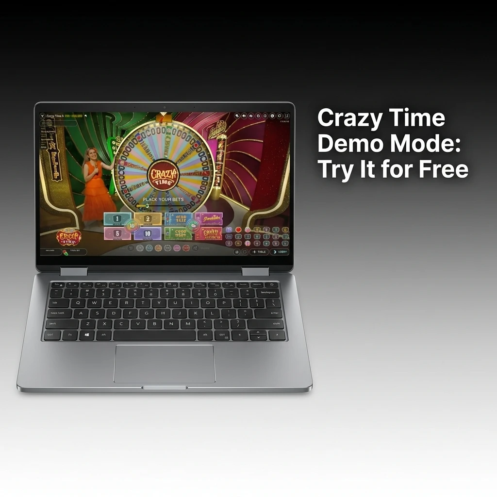 Crazy Time demo mode free play screen showing virtual betting layout and bonus rounds identical to real money version