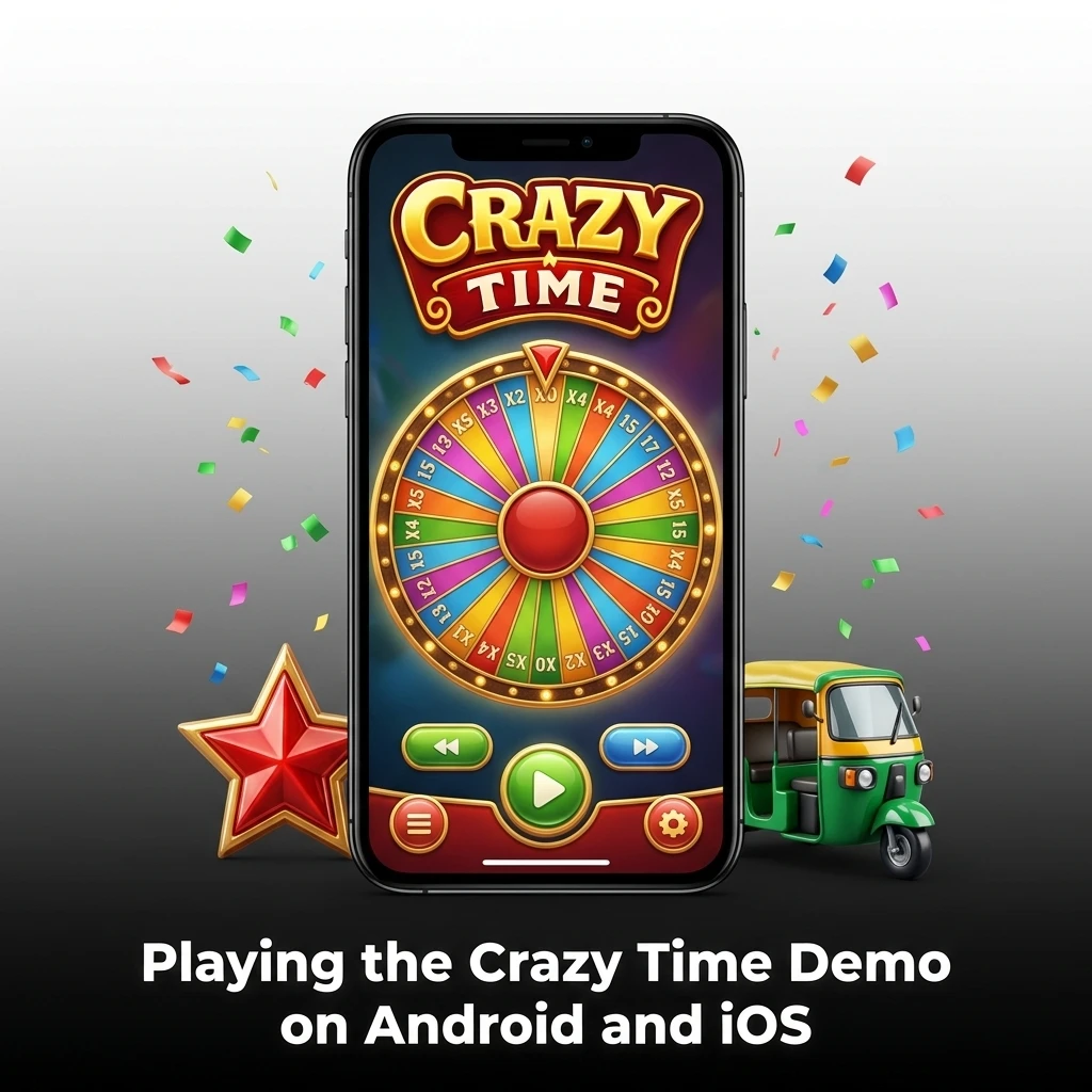 Crazy Time demo gameplay on Android and iOS mobile casino apps with optimised interface for smaller screens