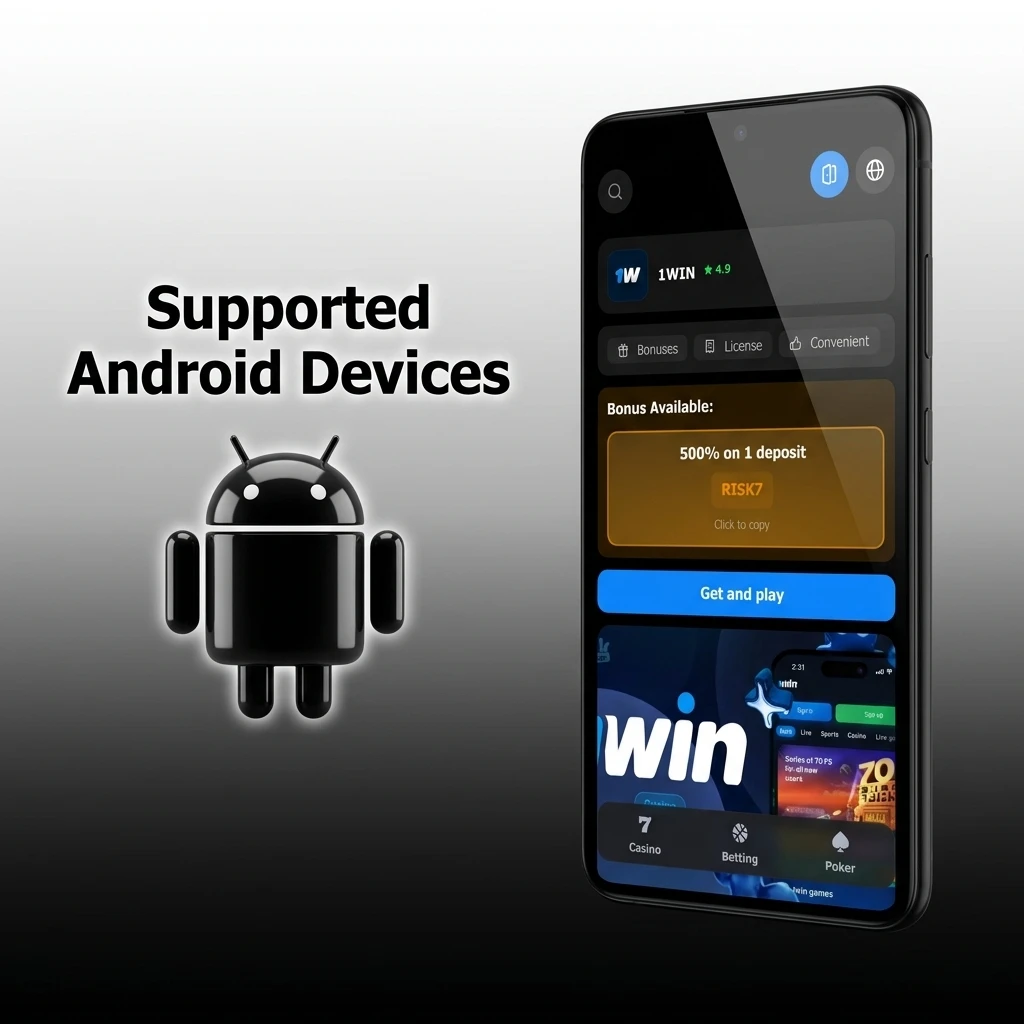 Android devices supported by 1win Crazy Time app across budget, mid-range, and flagship tiers