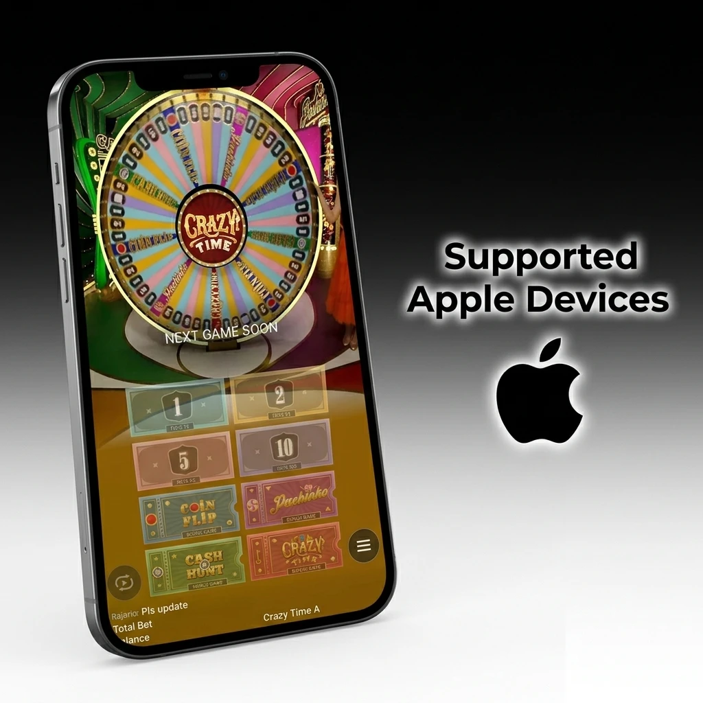 Supported Apple devices list including iPhone SE, iPhone 12 to 15 series, iPad Air, and iPad Pro running iOS 12 or later