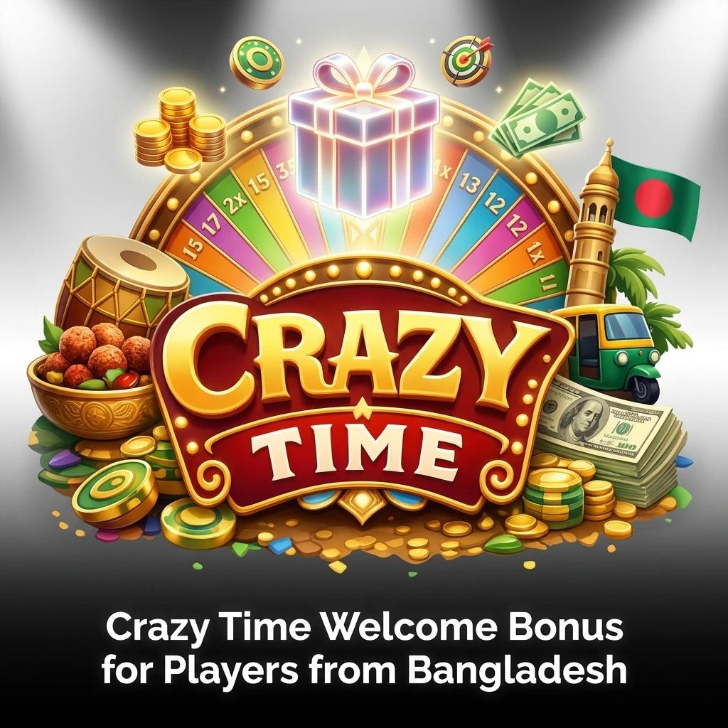 Baji Live welcome bonus for Crazy Time players in Bangladesh, 100% deposit match with ৳500 minimum deposit