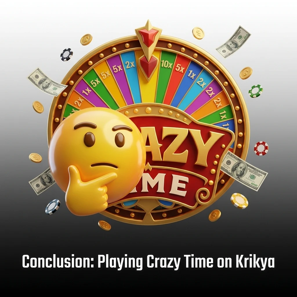 Crazy Time on Krikya live casino game with 96.08% RTP, 20,000x multipliers, and BDT payment support in Bangladesh