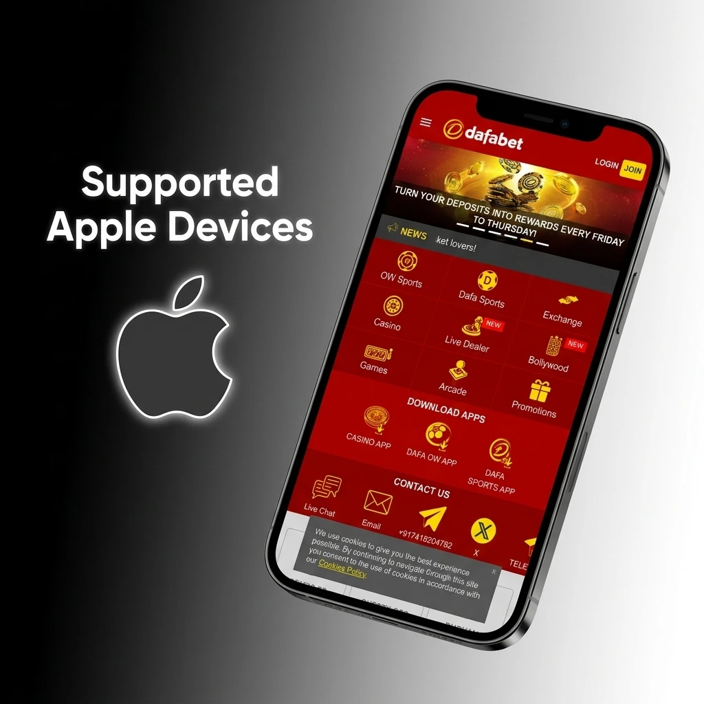 Apple devices compatible with Dafabet Crazy Time PWA, including iPhone SE, iPhone 12 to 16 Pro, and iPad Air models
