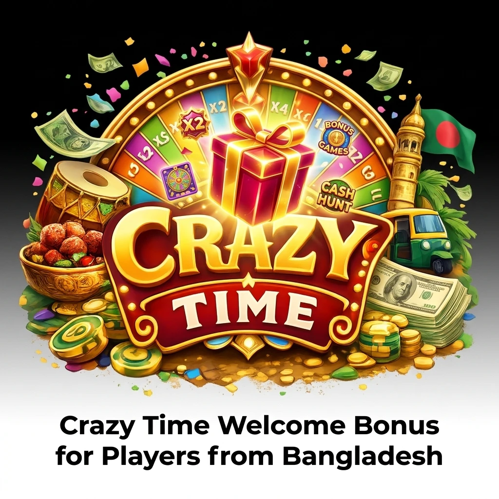 Krikya welcome bonus for Crazy Time players in Bangladesh offering 500% up to ৳20,000 on first deposit