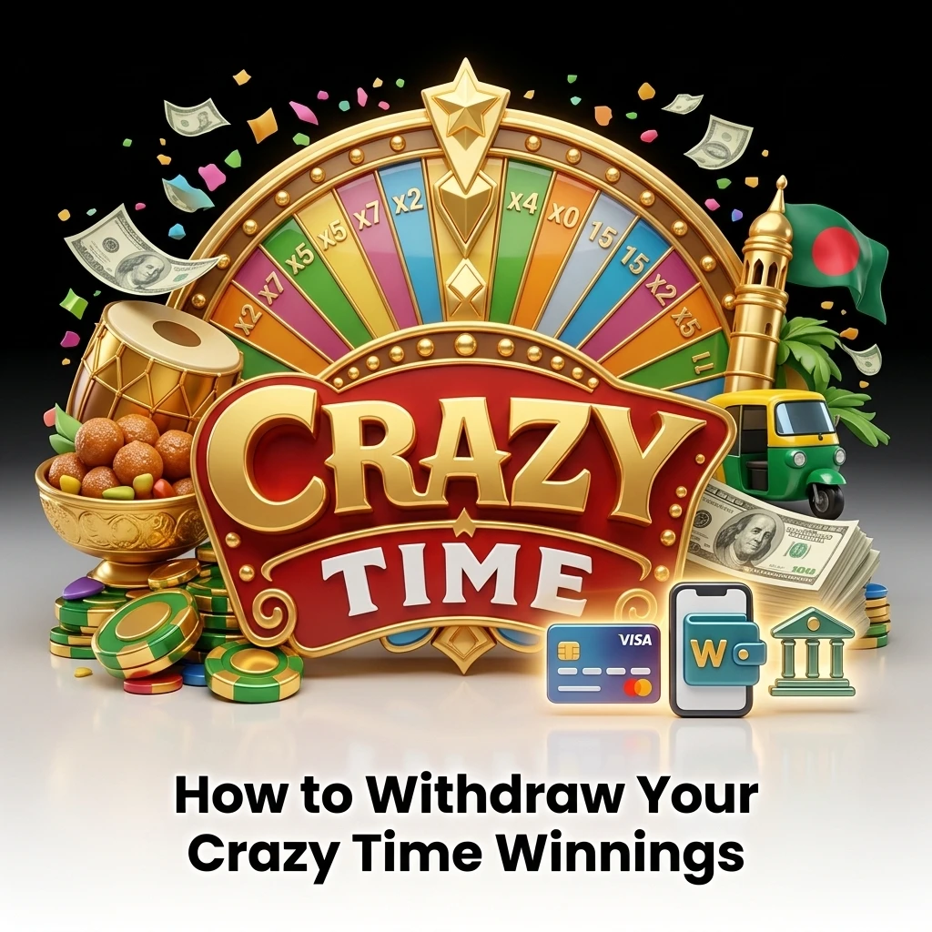 MegaPari app withdrawal steps showing bKash, Nagad, and crypto options for Crazy Time winnings cashout