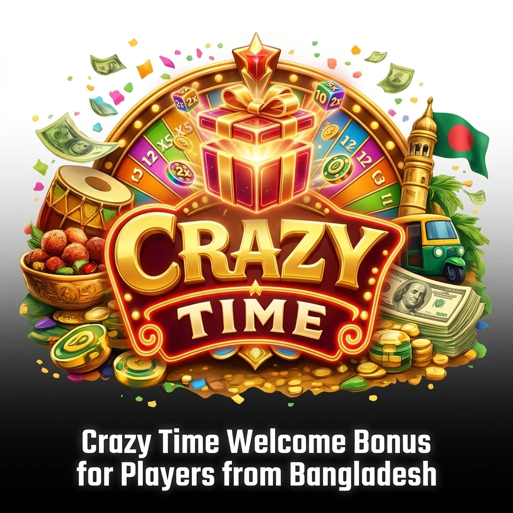 Nagad88 Crazy Time welcome bonus 100% match up to 10,000 BDT for new players in Bangladesh