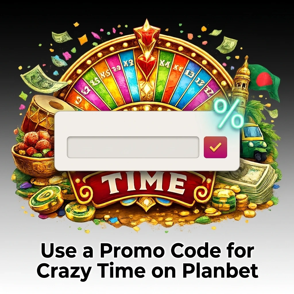 Entering a Crazy Time promo code on Planbet during registration or via Account Settings for extra rewards